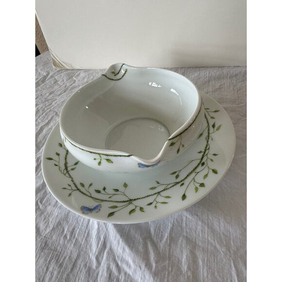 Raynaud Limoges Histoire Naturelle Sauce Boat Sauceboat Gravy w Saucer - Picture 5 of 8
